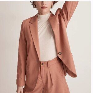 Madewell The Larsen Blazer in Drapeweave Size XL Pink Work Career Office